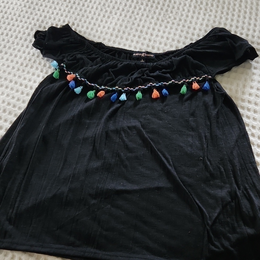Off shoulder blouse with Tassel Festival Bohemian Party Hispanic Heritage - Picture 4 of 4